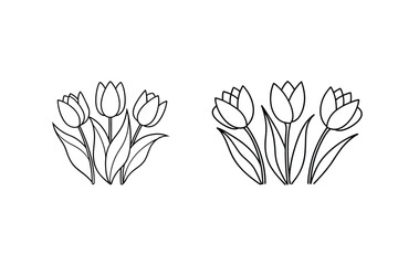 Black and white tulip outlines tulips flowers