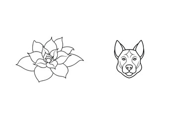 Fototapeta premium Succulent plant and dog head illustration flower canine