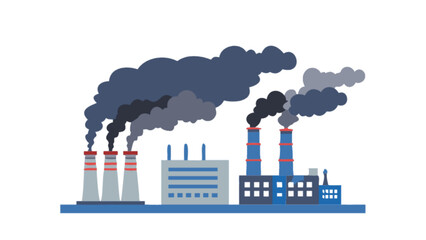 Industrial factory pollution vector illustration for environmental awareness and climate change issues