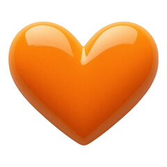 Glossy Orange Heart on Transparent Background