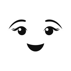 Smiling eyes and mouth illustration black white