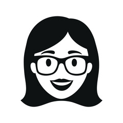 Smiling woman with glasses and dark hair illustration