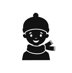 Smiling child wearing winter hat and scarf clothing