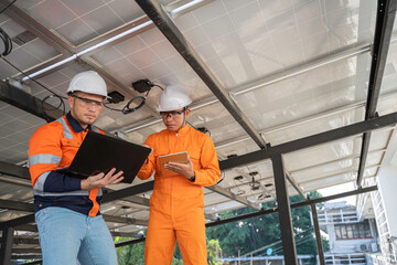 Solar Technician at Work,Inspecting Solar Panels,Checking Circuit Flow,Ensuring Renewable Energy...