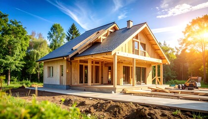Wooden house under construction