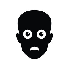 Surprised black face with wide white eyes and open mouth head