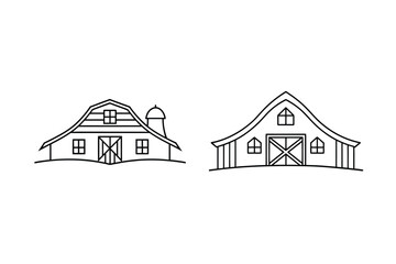 Barns with arched roofs and cross doors farm building