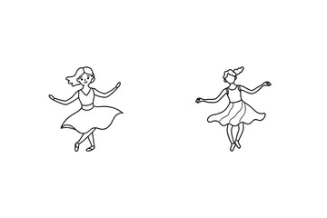 Dancing girls in flowing dresses movement