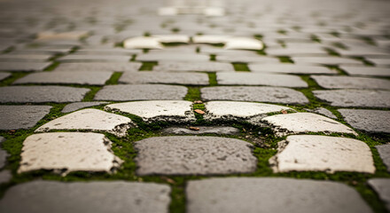 Ancient Cobblestone Path Intertwined With Nature A Timeless Urban Landscape Scene