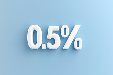 White 0.5% on light blue background.  Shows a rate, financial figure, or percentage.  Can show loan amount, APR or investment interest rate.