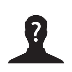 Question mark head silhouette icon symbol representing thinking and ideas