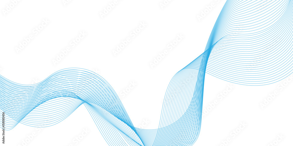 Poster abstract blue background with waves smooth flowing lines and halftone pattern on white background, s