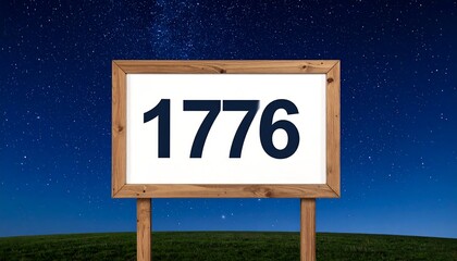 Wooden sign with number under starry night