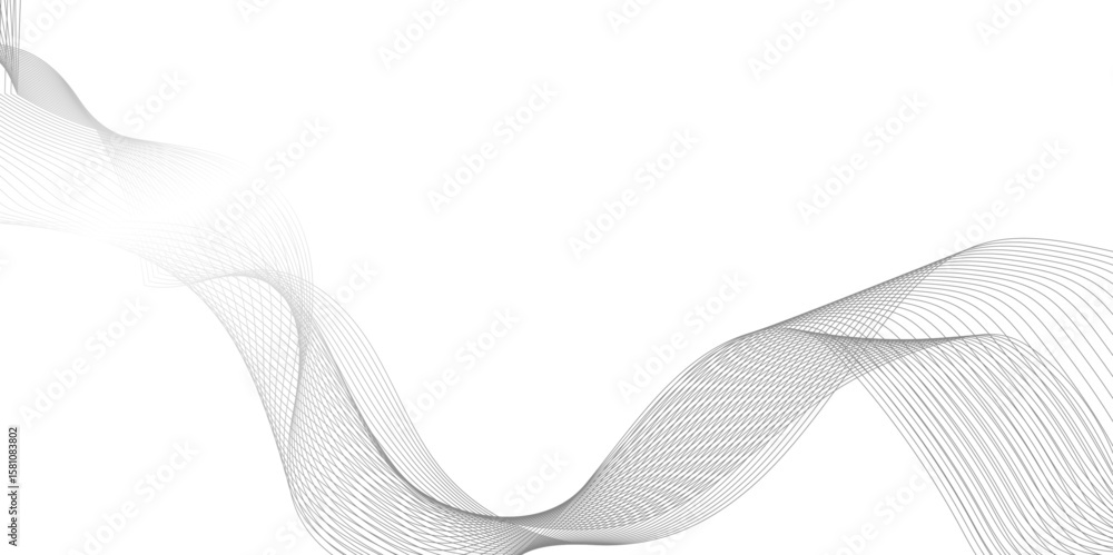 Fototapete abstract technology wave line background, modern background with grey wavy lines and particles, illu