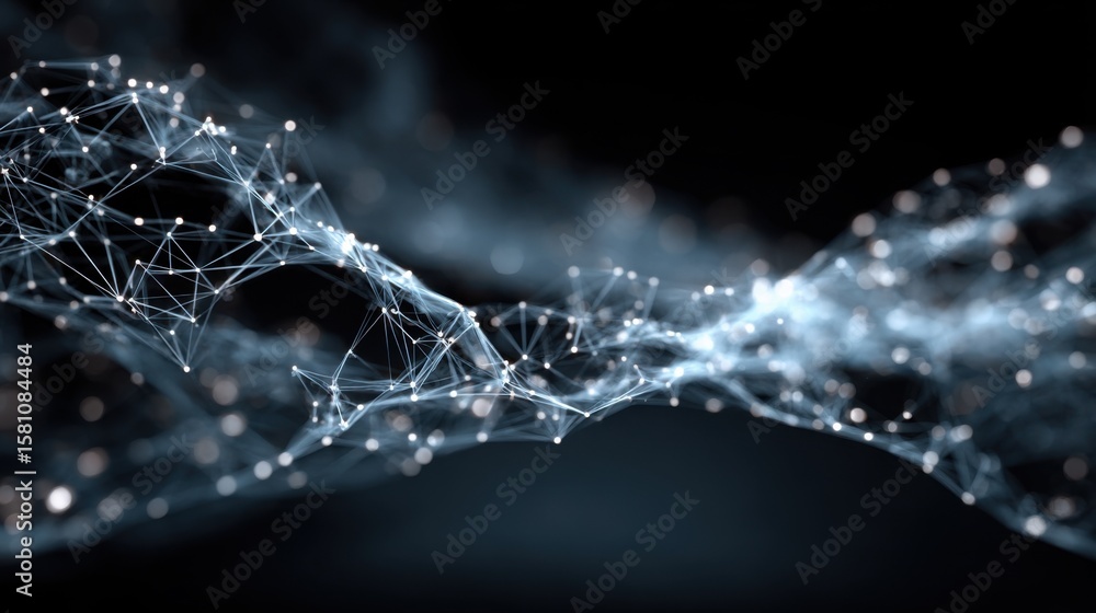 Poster a flowing network of interconnected luminous nodes creates a visually striking representation of dig