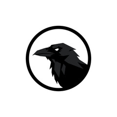 Raven Vector Logo Black Bird Icon Design