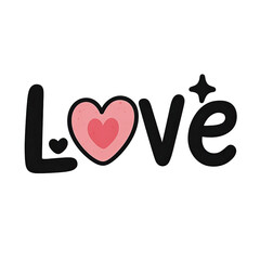 Colorful Illustration of the Word Love with Heart Symbols