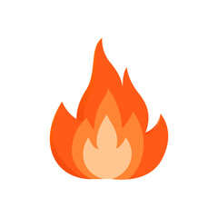 Simple had drawn illustration of fire on transparent background. Caution for flammable materials. Vector illustration. 