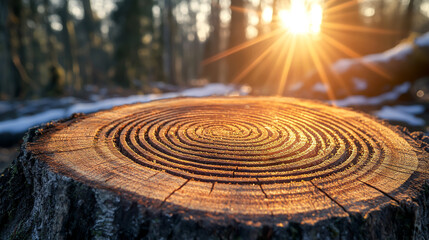A snow-covered winter tree stands in a stone garden park where circular architectural design meets the city street near water