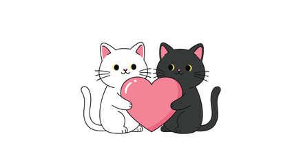 Fototapeta premium Adorable Duo of Feline Friends Sharing a Heart of Affection Together