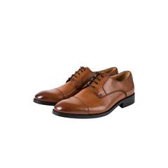 Elegant brown leather oxford shoes for men formal on transparent background lace