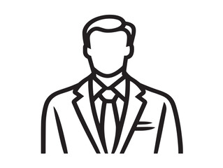 Minimal man in suit icon in flat style