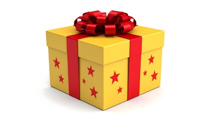 Yellow gift box with red ribbon (1)