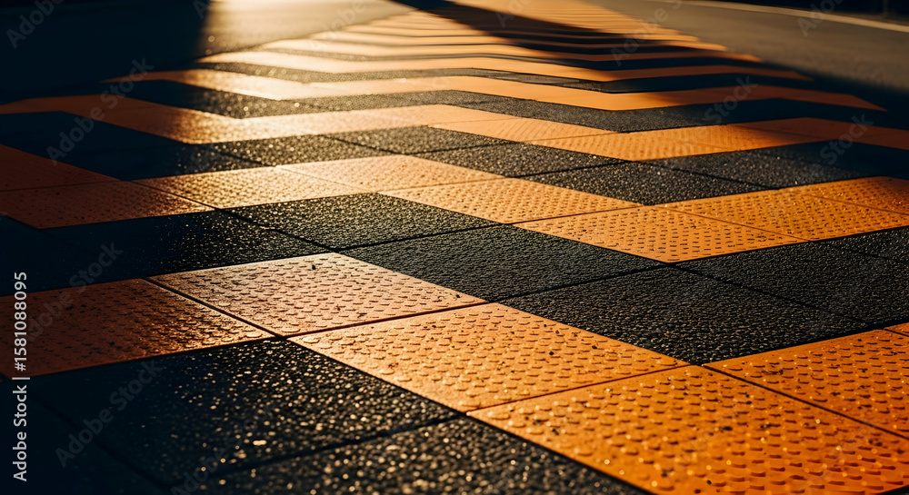 Poster abstract road surface with geometric pattern and sharp shadows