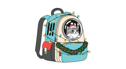 Fototapeta premium Adorable Festive Pet Carrier Backpack for Cozy Travel Adventures This Holiday Season