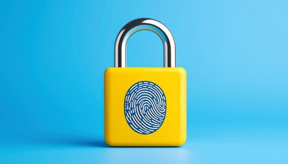 Yellow padlock with fingerprint (2)