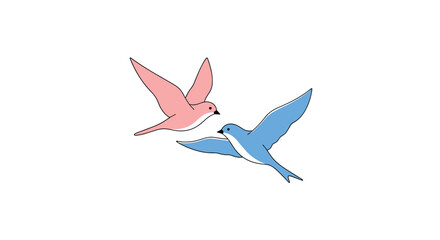 Obraz premium Two Flying Birds Approaching Each Other with Outstretched Wings