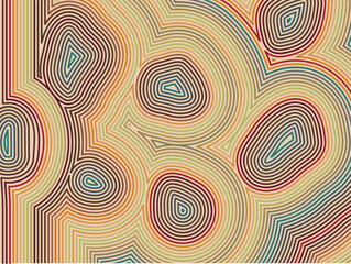 Colorful retro background hand drawn with lines and circles
