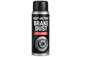 Fast-acting brake dust cleaner spray can on transparent background