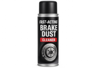 Fast-acting brake dust cleaner spray can on transparent background