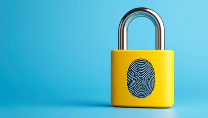 Yellow padlock with fingerprint