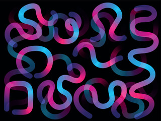 Color wavy shapes. Abstract dynamic line organic figures with gradient color, trendy wave fluid ribbon and curve waving elements for poster design