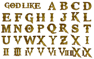 God Like heavy Metal 3D Alphabet Illustration