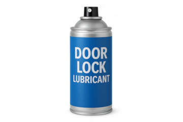 Door lock lubricant spray can on transparent background