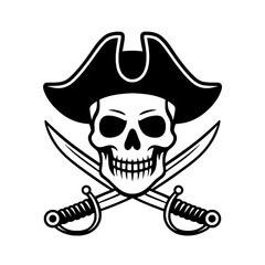 Pirate Skull with Crossed Swords Vector Illustration