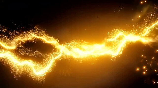 Abstract golden energy flow on a black background