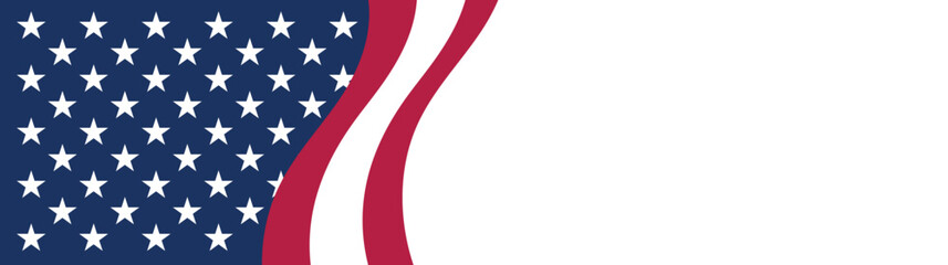 Stars and stripes Ribbon American Flag Background. USA Celebration banner background with Flag of America Decoration for 4th of July Independence Day, Presidents Day, Labor Day. Vector Illustration.