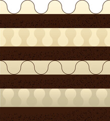 Piece of cake with pink icing. Chocolate Cake Slice: Vector Dessert Icon Illustration flat style