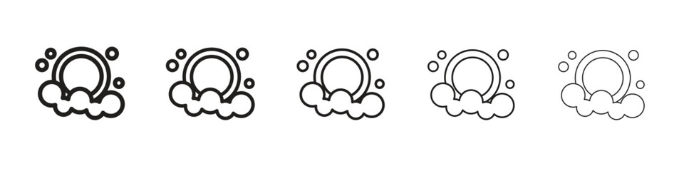 Washing dishes icon in thin to bold stroke versions on white background