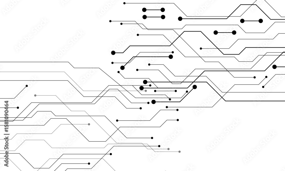 Aufkleber vector abstract white digital technology circuits lines geometric dots and lines.