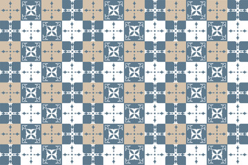 Abstract Geometric Pattern Artwork. Retro colors. Vintage retro ceramic ornamental tile pattern
