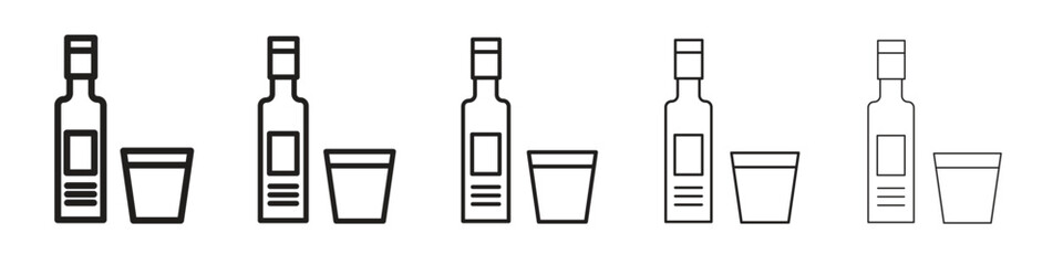 Vodka icon in thin to bold stroke versions on white background