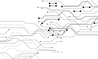 Vector abstract white digital technology circuits lines geometric dots and lines.
