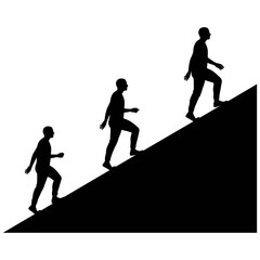 Ascending Success Silhouettes of Men Climbing for Achievement