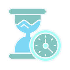 Time Management Icon &ndash; Hourglass with Clock Symbol Vector Illustration

