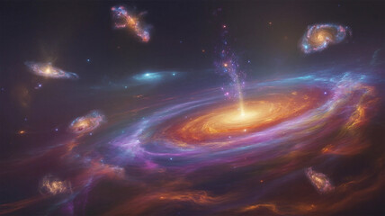 Nebula and galaxies in space. Abstract cosmos background